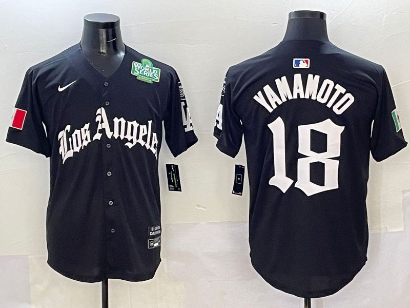 Men Los Angeles Dodgers #18 Yamamoto Black Five generations Joint Name 2025 Nike MLB Jersey style 6->los angeles dodgers->MLB Jersey